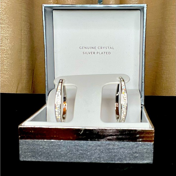 Jewelry - NIB Silver and cubic earrings. brand new in box. Small Hoops OS